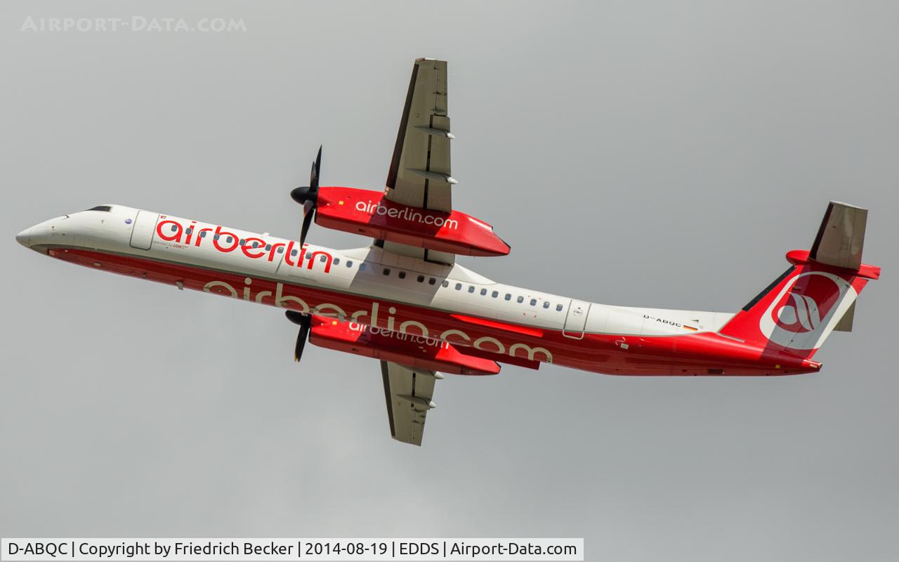 D-ABQC, 2008 De Havilland Canada DHC-8-402Q Dash 8 C/N 4231, departure from Stuttgart