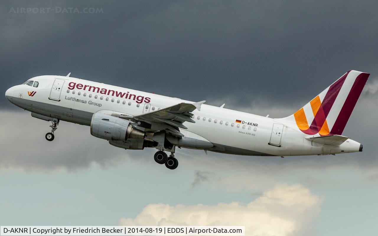 D-AKNR, 2000 Airbus A319-112 C/N 1209, departure from Stuttgart