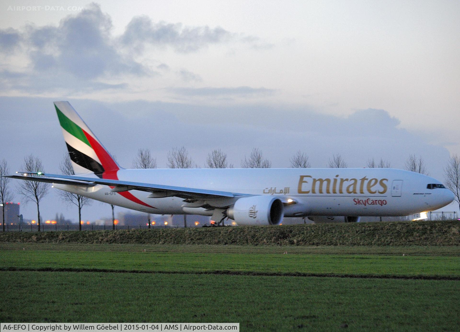 A6-EFO, 2014 Boeing 777-F1H C/N 42233, Taxi to runway 36L of Schiphol Airport