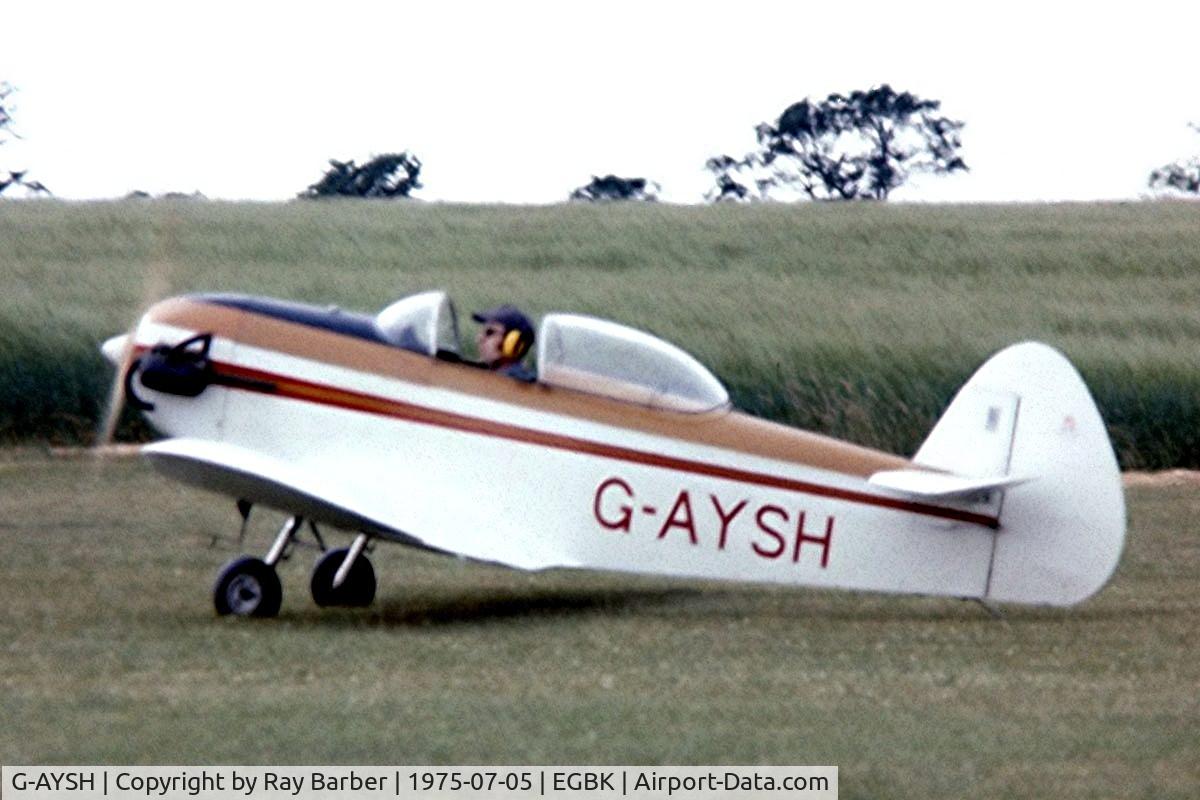 G-AYSH, 1973 Taylor Monoplane C/N PFA 1413, G-AYSH   Taylor JT.1 Monoplane [PFA 1413] Sywell~G 05/07/1975. From a slide.
