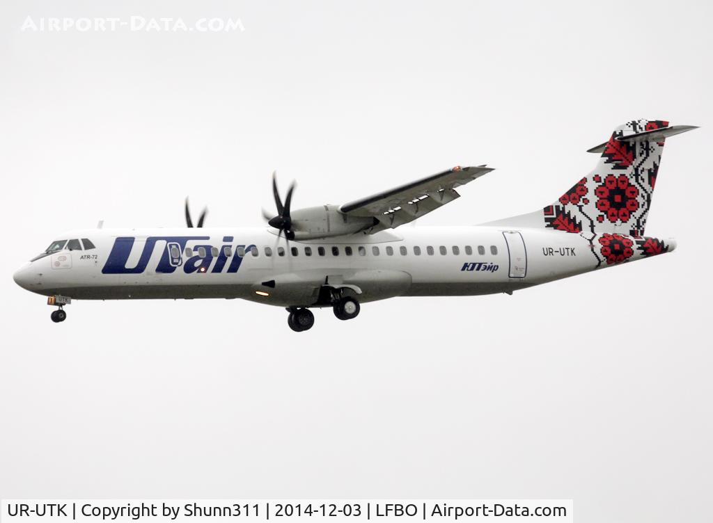 UR-UTK, 2012 ATR 72-500 C/N 1036, landing rwy 32L on return to lessor for storage @ LFBF