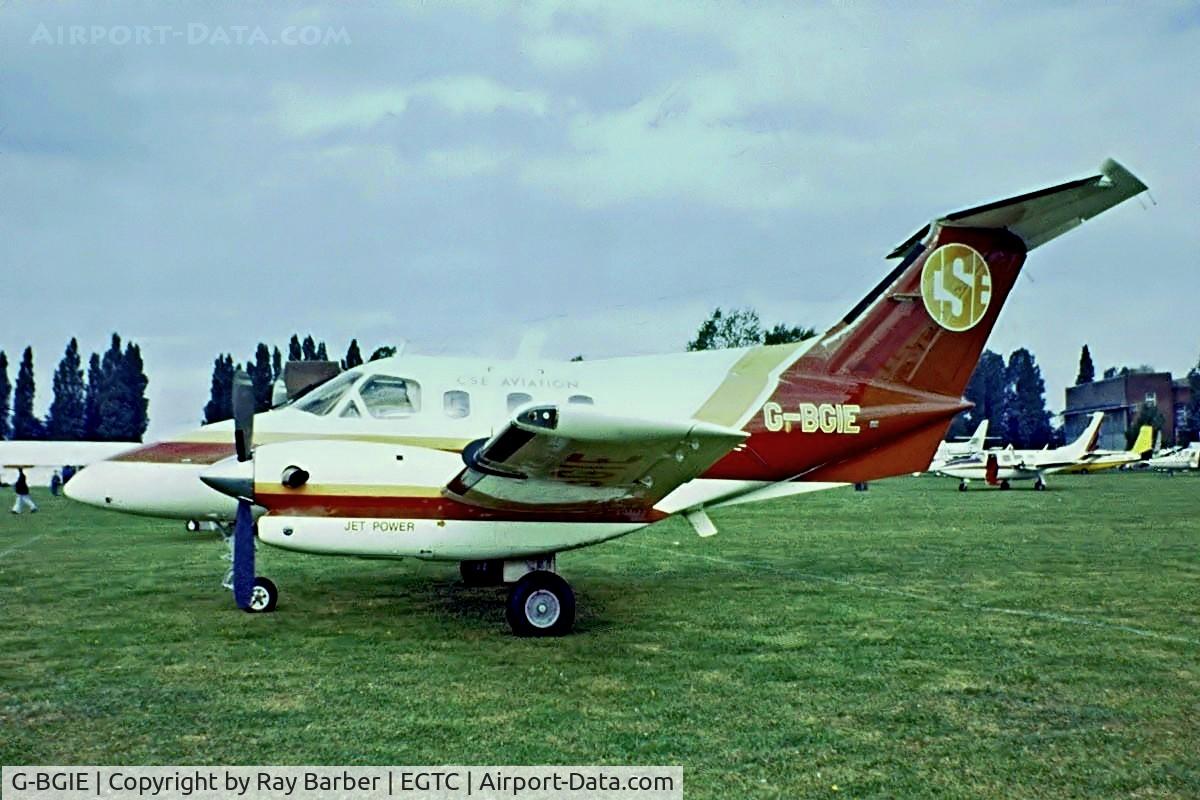 G-BGIE, 1979 Embraer EMB-121A Xingu C/N 121014, Embraer EMB-121 Xingu [121-014] (CSE Aviation) Cranfield~G 08/09/1979. From a slide.