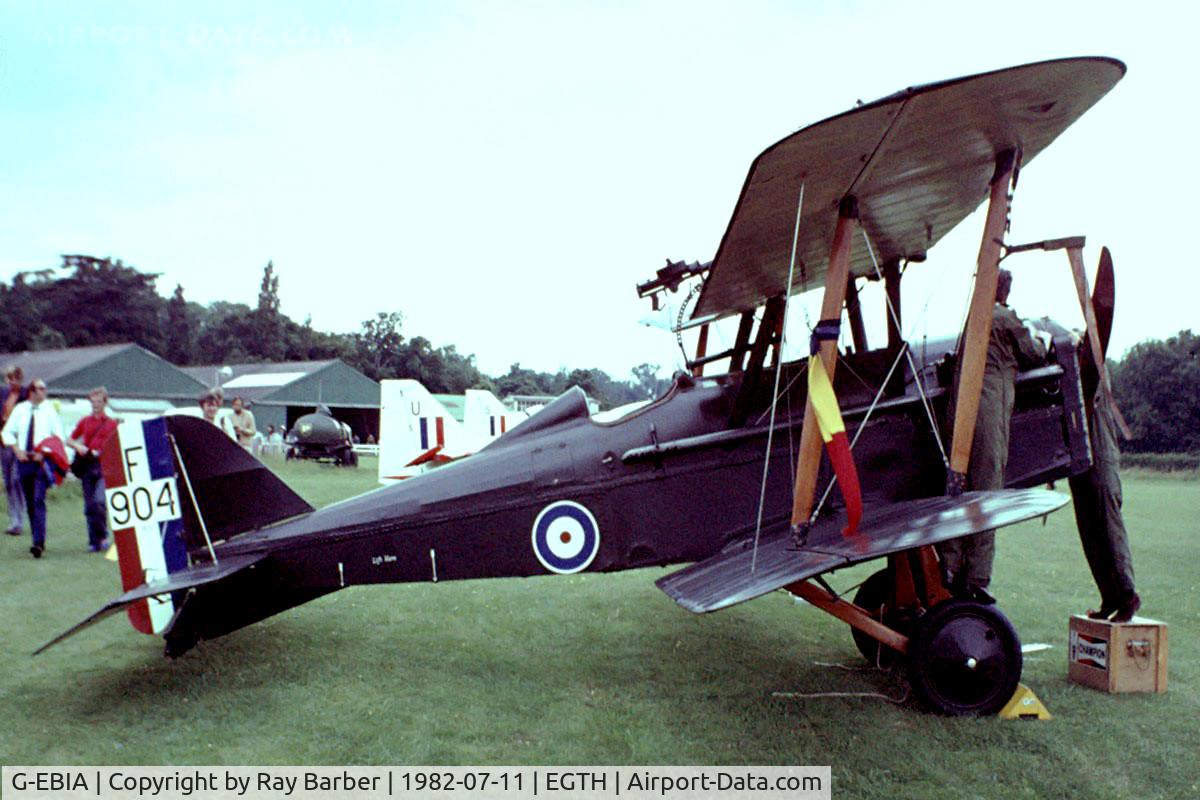 G-EBIA, 1918 Royal Aircraft Factory SE-5A C/N 654/2404, Royal Aircraft Factory SE.5A [654/2404] Old Warden~G 11/07/1982. From a slide.