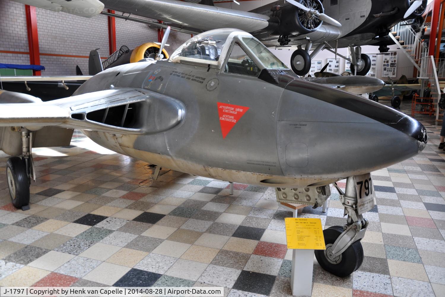 J-1797, De Havilland (F+W Emmen) DH-112 Venom FB.54 C/N 967, Venom FB.54 preserved in the aircraft museum in Hermeskeil, Germany.