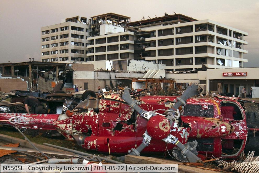 N550SL, 1987 Eurocopter-Kawasaki BK-117B-2 C/N 7139, Operated as MedFlight 1 based at St. Johns Regional Medical Center in Joplin, MO.  Both the aircraft and the hospital were destroyed by the Joplin Tornado in 2011.