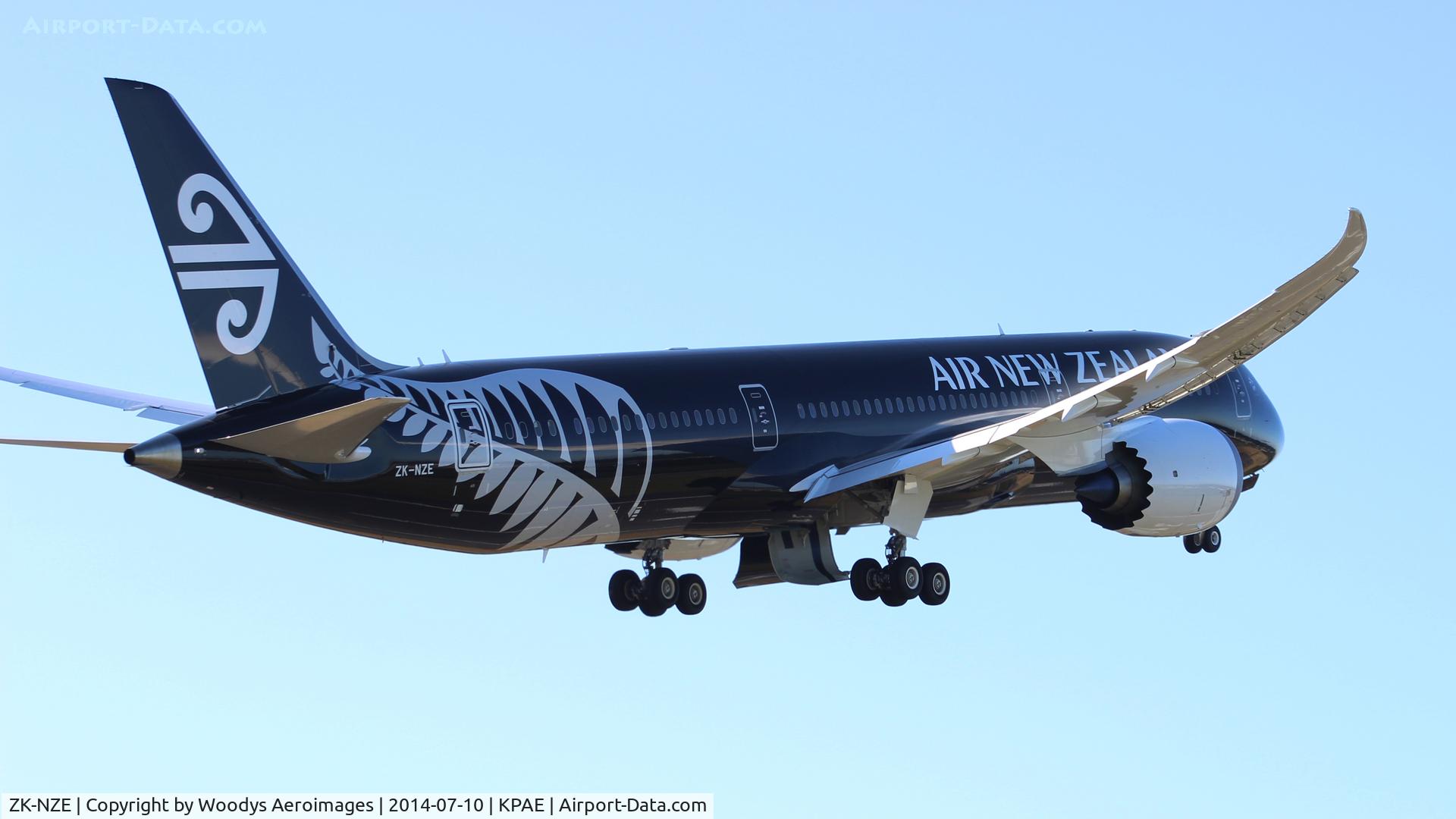 ZK-NZE, 2014 Boeing 787-9 Dreamliner C/N 34334, Climbing after departing KPAE on it's delivery flight.
