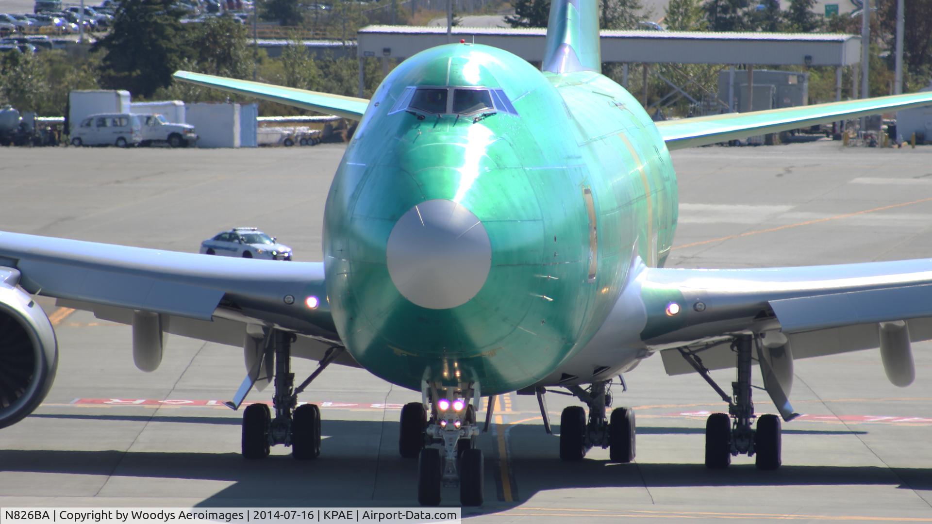 N826BA, 2014 Boeing 747-83QF C/N 60118, Departing on 16R for a test flight.