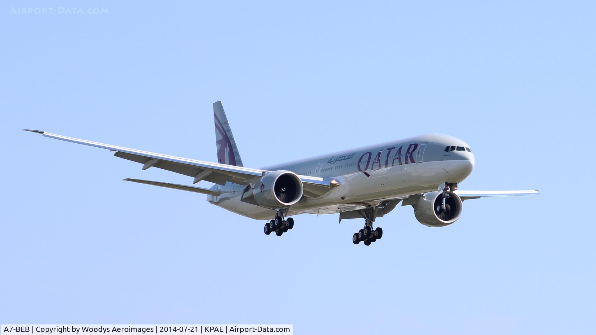 A7-BEB, 2014 Boeing 777-269/ER C/N 43215, Landing on 16R