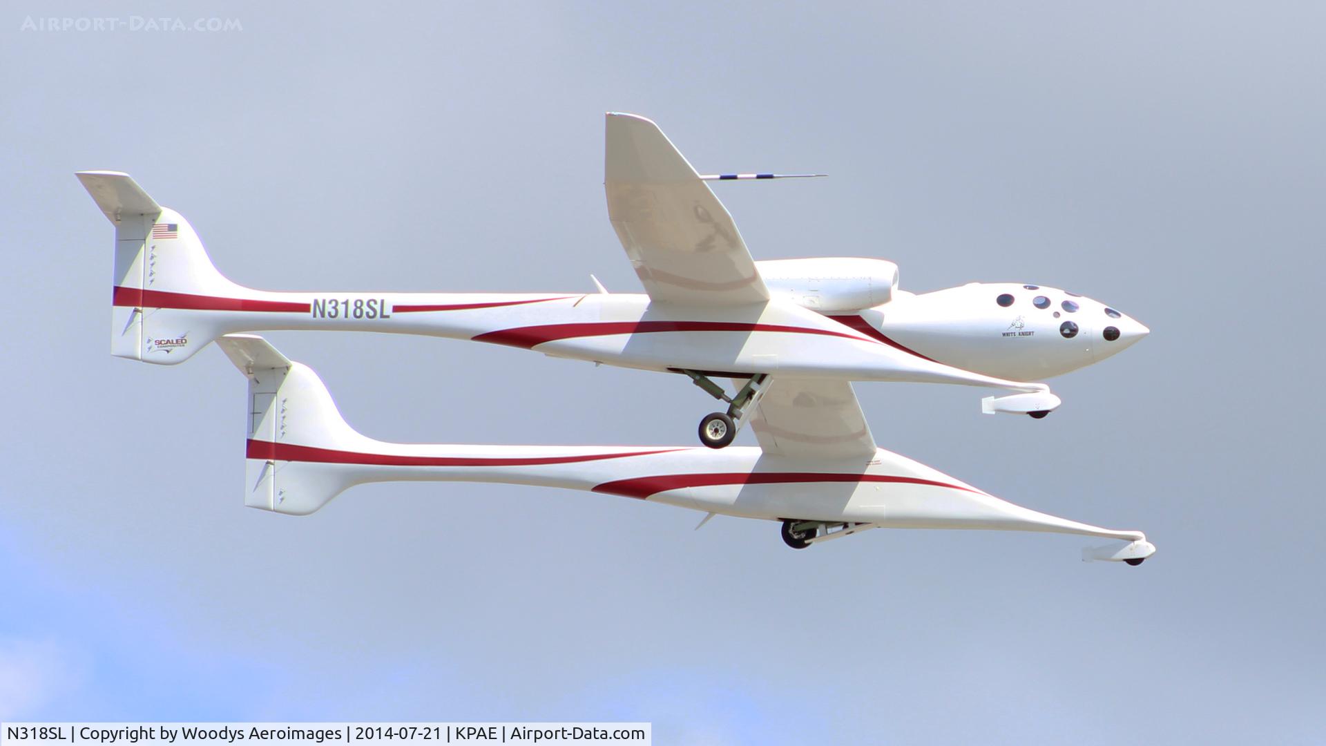 N318SL, 2002 Scaled Composites 318 C/N 001, Flying over KPAE on it's final flight