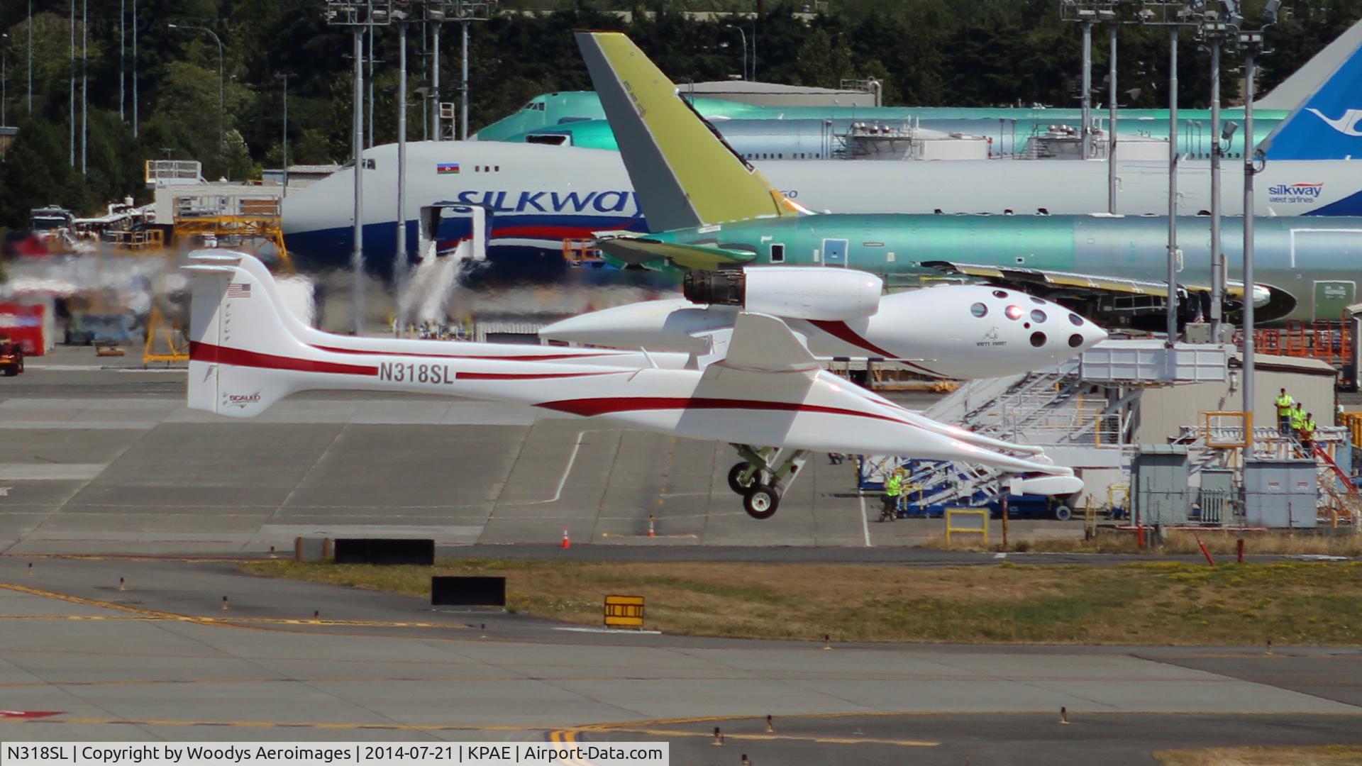 N318SL, 2002 Scaled Composites 318 C/N 001, Landing at KPAE after it's final flight