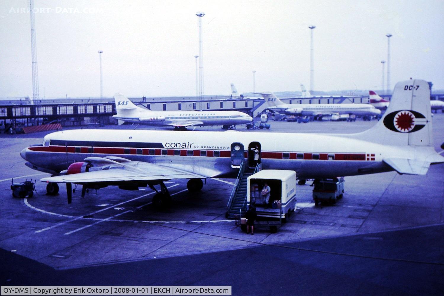 OY-DMS, 1954 Douglas DC-7 C/N 44139, OY-DMS in CPH (late 60's or early 70's)