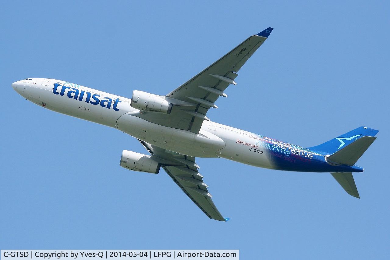 C-GTSD, 2001 Airbus A330-343X C/N 407, Air Transat Airbus A330-343X, Take off rwy 27L, Roissy Charles De Gaulle airport (LFPG-CDG)