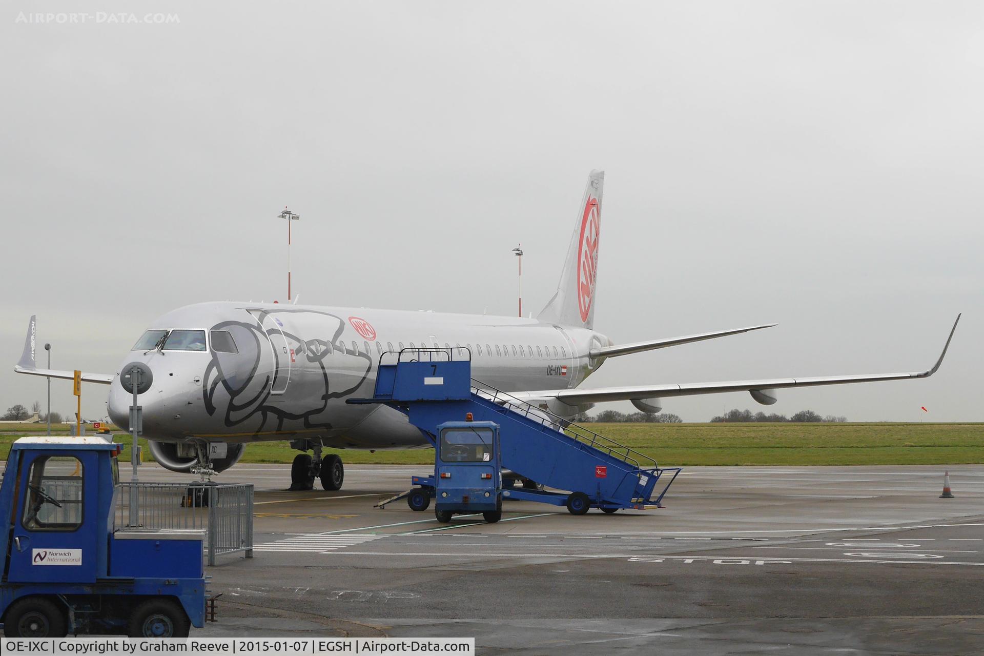 OE-IXC, 2010 Embraer 190LR (ERJ-190-100LR) C/N 19000349, Parked at Norwich.