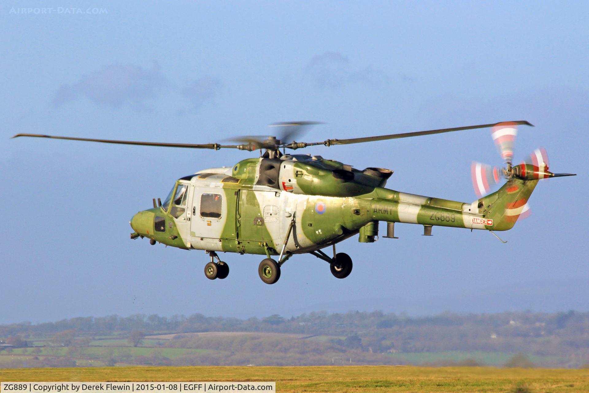 ZG889, Westland Lynx AH.9A C/N 352, AAC Lynx AH.9A, Dishforth based, 9th Regiment, callsign Army Air 675, seen shortly after lifting at EGFF.