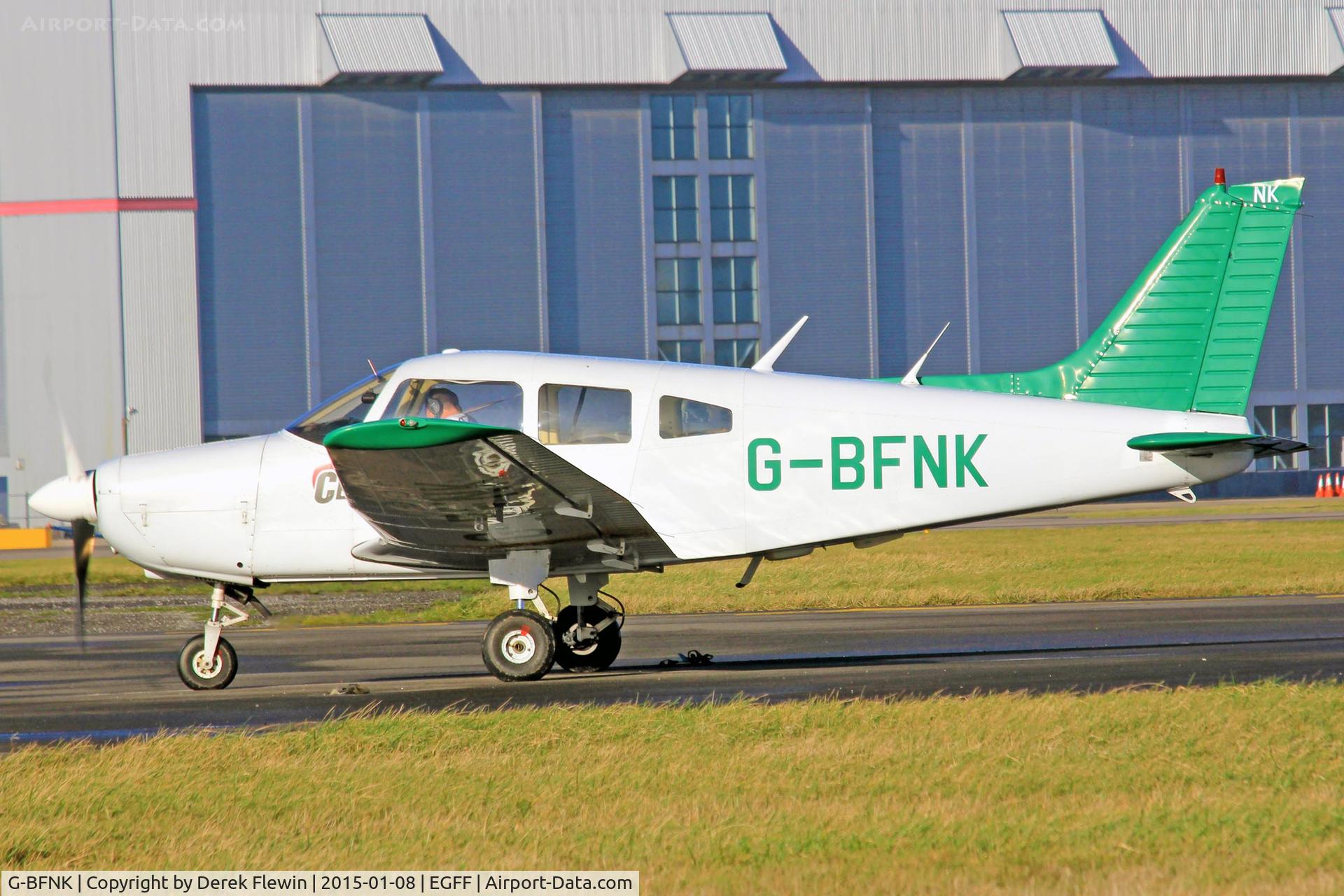 G-BFNK, 1977 Piper PA-28-161 Cherokee Warrior II C/N 28-7816282, Cherokee Warrior II, White Waltham based, previously N9527N, seen shortly after landing on runway 30 at EGFF.