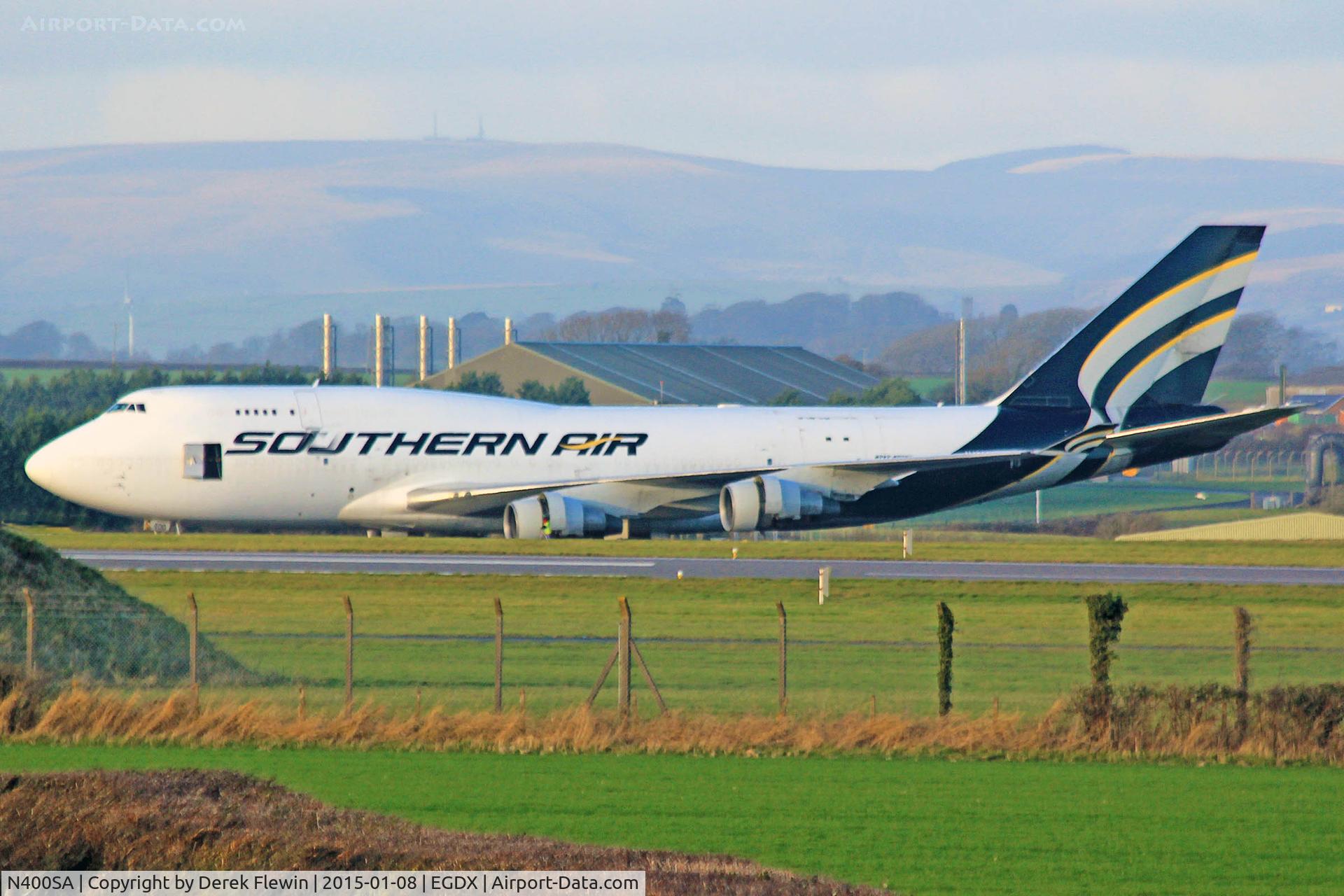 N400SA, 1993 Boeing 747-400 C/N 27068, 747-400, Southern Air, previously 9V-SMU, N417AC, arrived 30/12/14, seen at ECube Solutions MOD St Athan.