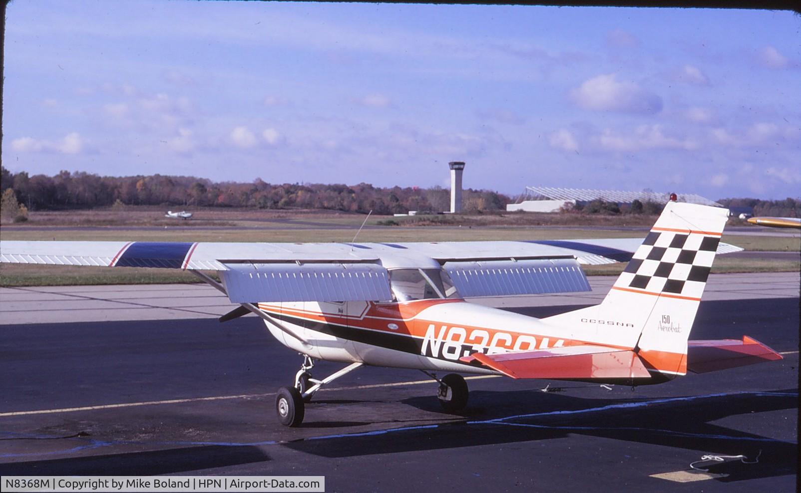 N8368M, 1969 Cessna A150K Aerobat C/N A15000068, Cessna 150 Aerobat N8368M, my first solo aircraft, at Westchester County Airport, November 1970.