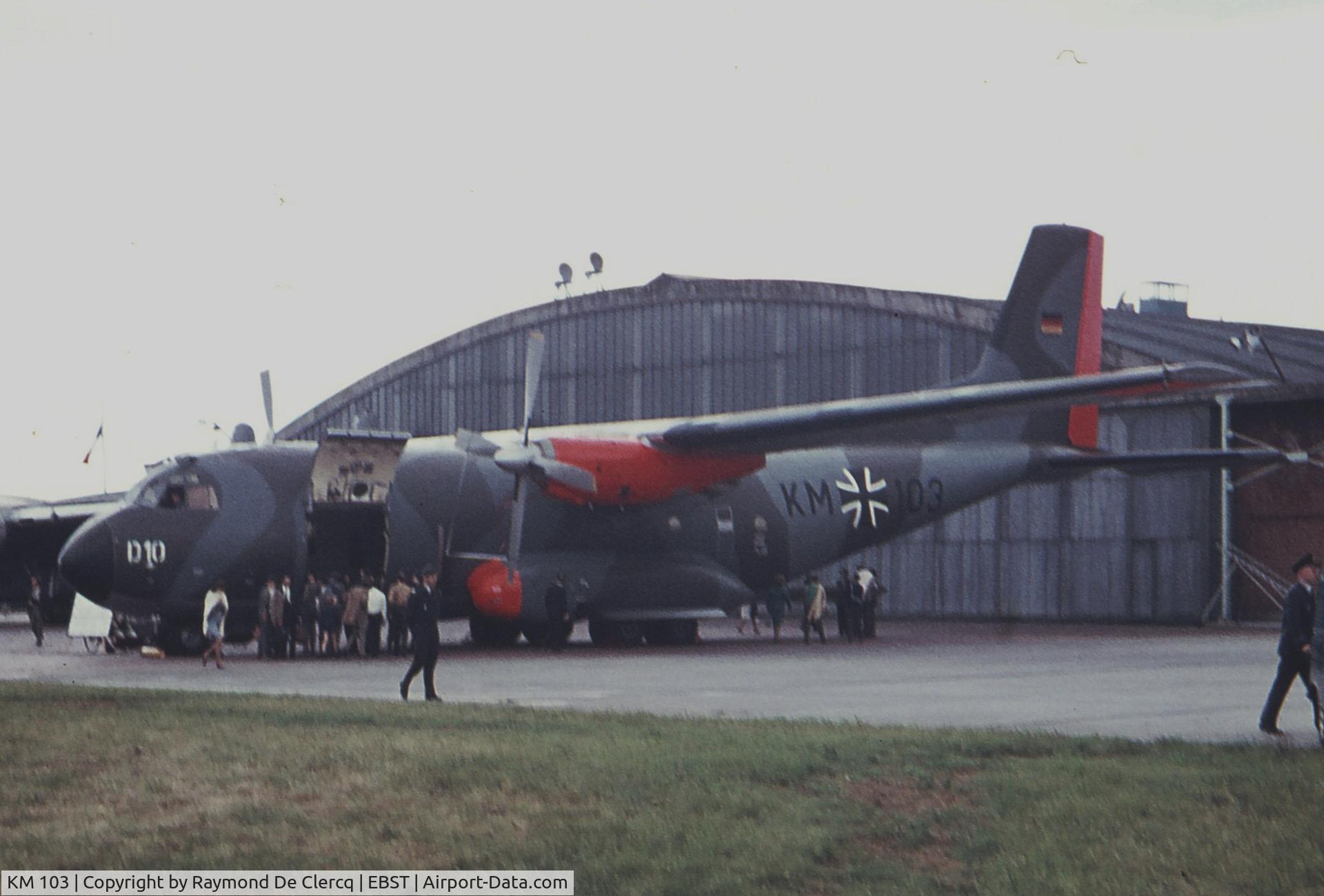 KM 103, 1967 Transall C-160D C/N D10, BAF airshow at Brustem in June 1968.
Later became 50 10 with german Luftwaffe.