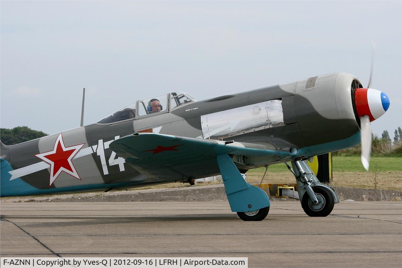 F-AZNN, Yakovlev Yak-11 C/N 25 III/05, Yakovlev Yak-11,  Taxiing to holding point, Lann Bihoué Naval Air Base (LFRH - LRT)Open day 2012