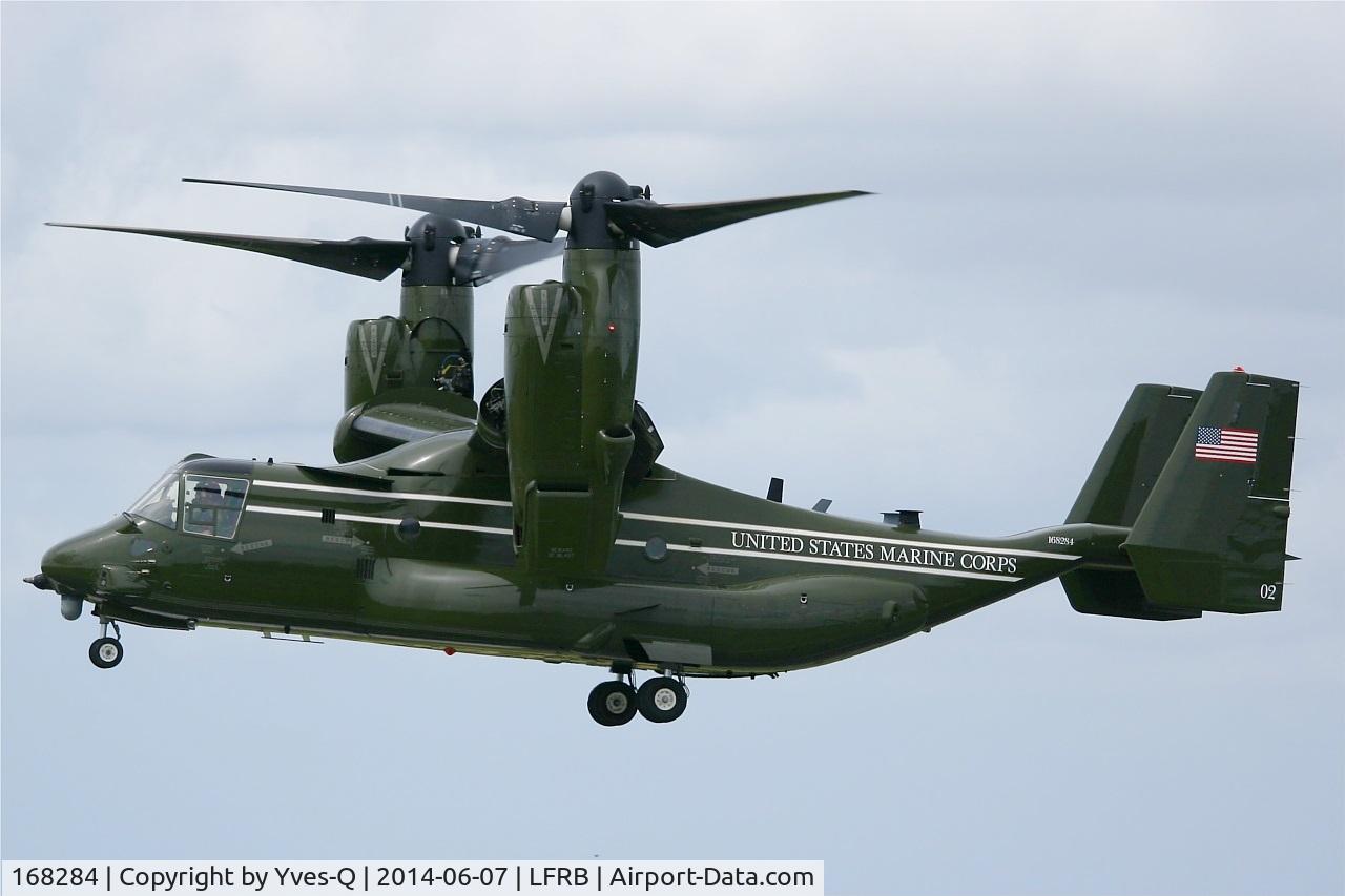 168284, Bell-Boeing MV-22B Osprey C/N D0201, Presidential USMC Bell-Boing MV-22B Osprey (Code 02-cn D0201) on final to Rwy 25L Brest-Bretagne airport (LFRB-BES) - D Day commemoration with secretary of state John Kerry