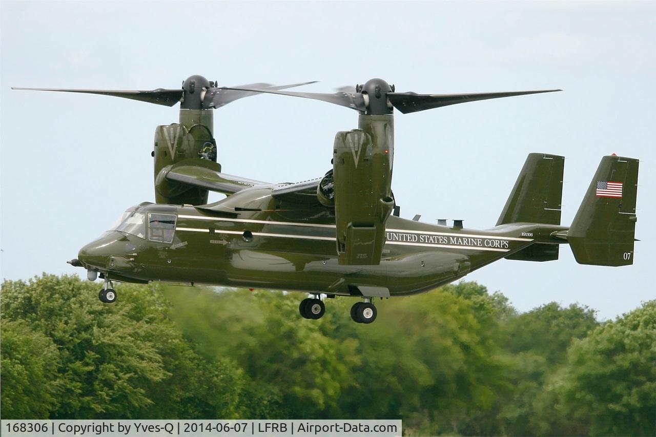 168306, Bell-Boeing MV-22B Osprey C/N D0223, Presidential USMC Bell-Boing MV-22B Osprey (Code 07-cn D0223) on final to Rwy 25L Brest-Bretagne airport (LFRB-BES) - D Day commemoration with secretary of state John Kerry