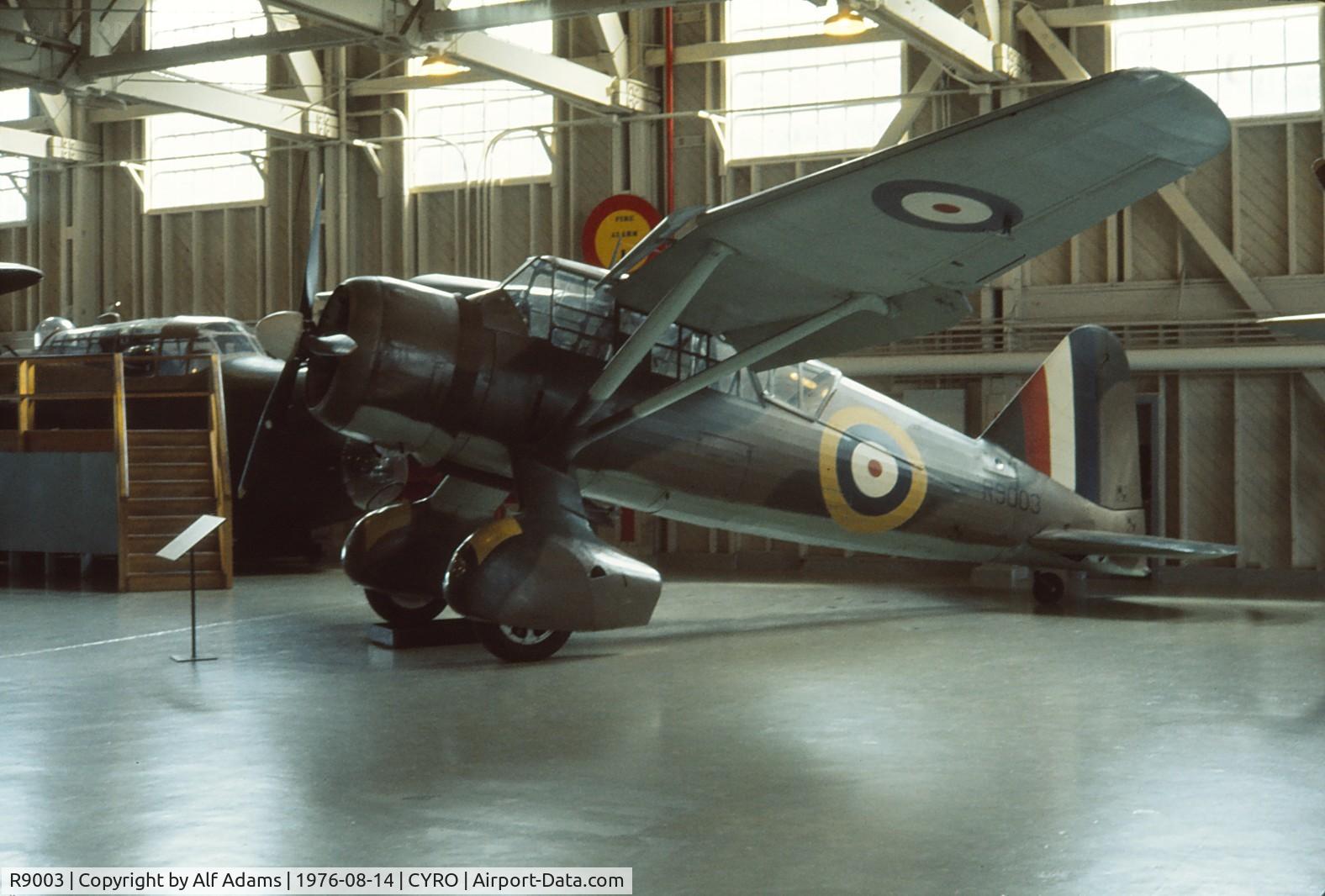 R9003, 1942 Westland Lysander IIIA C/N 1216, Photo shows the Lysander Mk 3 displayed in the Canada Aviation Museum, Ottawa (Rockliffe), Ontario, Canada.