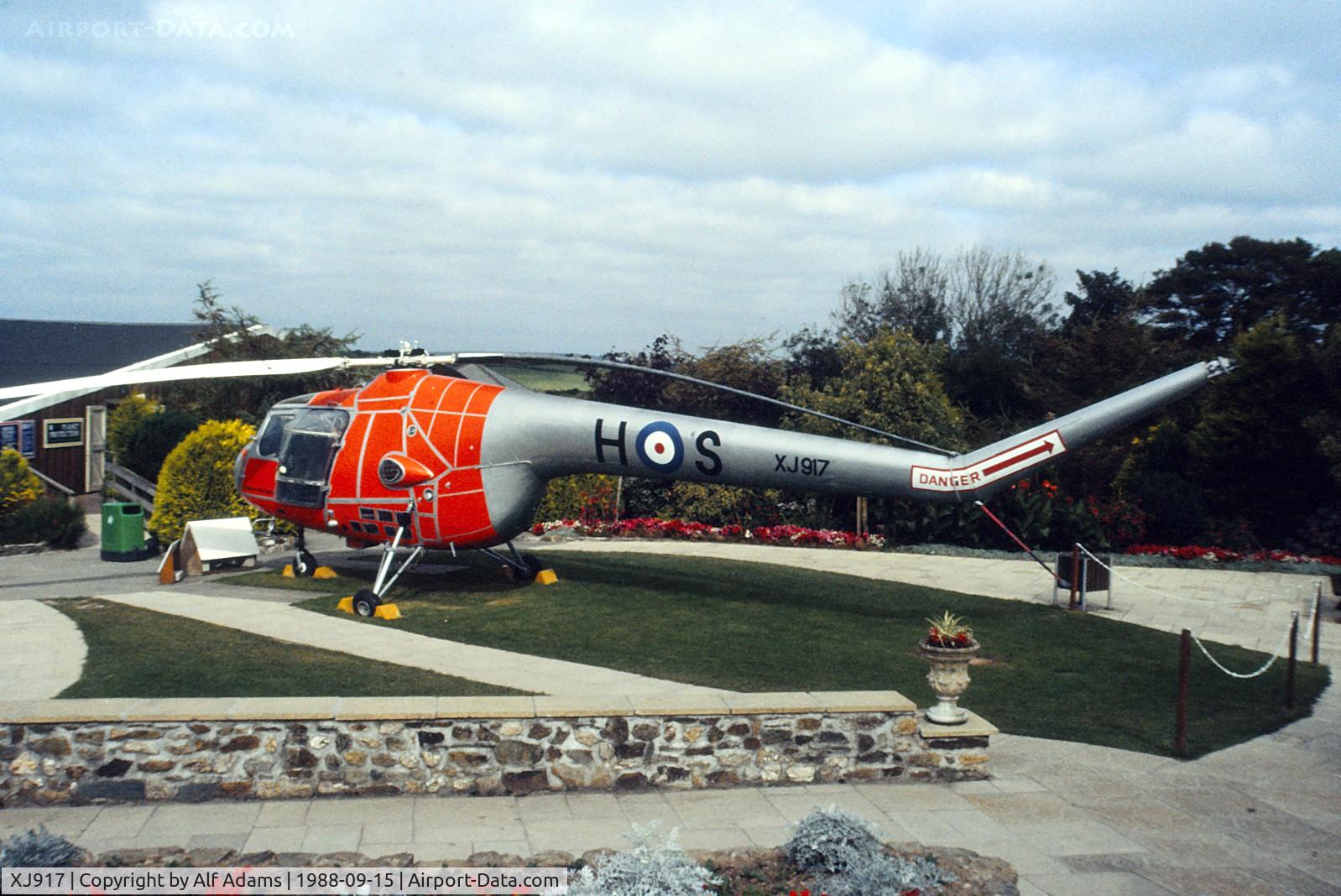 XJ917, 1956 Bristol 171 Sycamore HR.14 C/N 13412, Photo shows XJ917 when it was on display at the Cornwall Aero Park in September 1988.