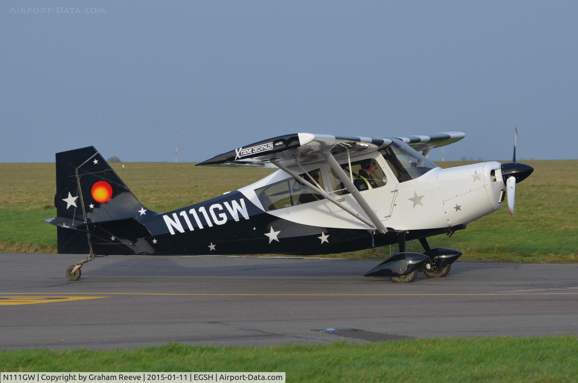 N111GW, 2013 American Champion 8KCAB Decathlon C/N 1123-2013, Departing from Norwich.