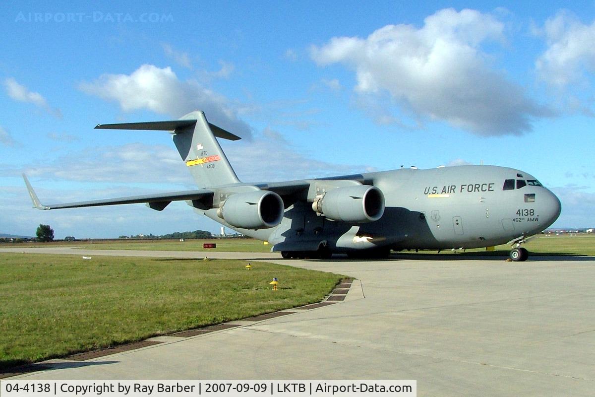04-4138, 2004 Boeing C-17A Globemaster III C/N P-138, McDonnell-Douglas C-17A Globemaster III [P-138] (United States Air Force) Brno-Turany 09/09/2007