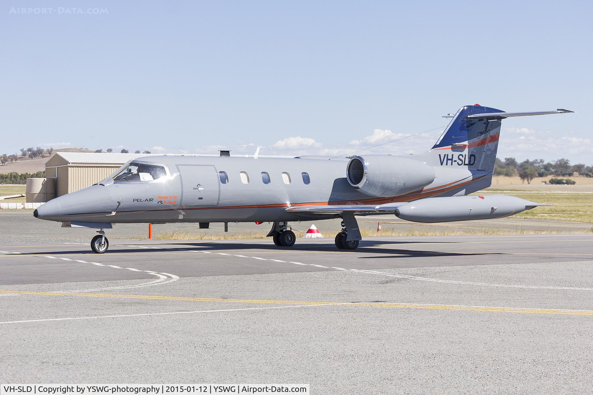 VH-SLD, 1977 Learjet 35A C/N 35A-145, Pel-Air (VH-SLD) Learjet 35A taxiing at Wagga Wagga Airport.