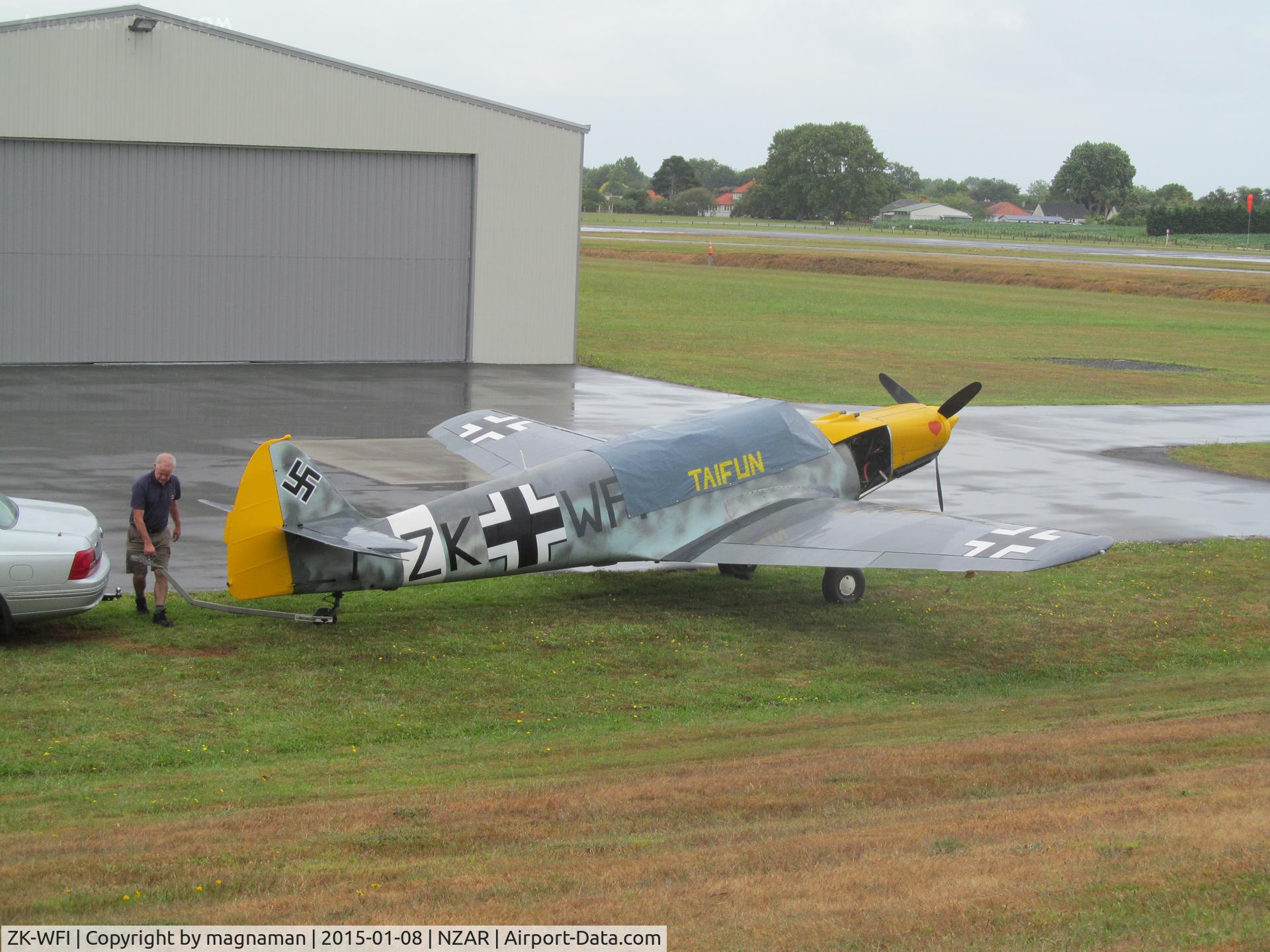 ZK-WFI, 1956 Nord 1002 Pingouin II C/N 103, about to get towed to hangar