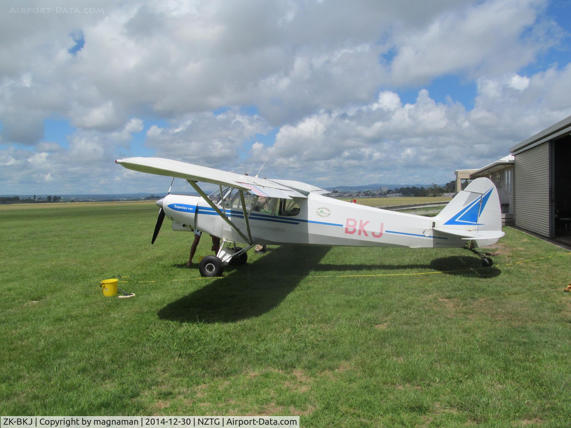 ZK-BKJ, Piper PA-18A-150 Super Cub C/N 18-4677, outside gliding club hangar - thanks to Ross for access to take photos