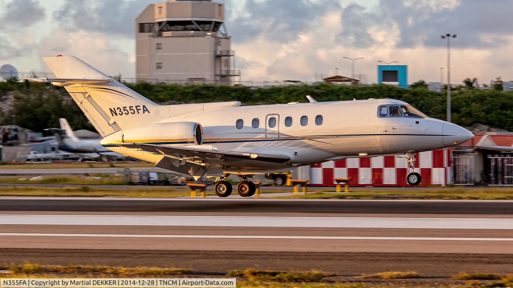 N355FA, 1989 British Aerospace BAe.125 Series 800A C/N 258156, landing SXM