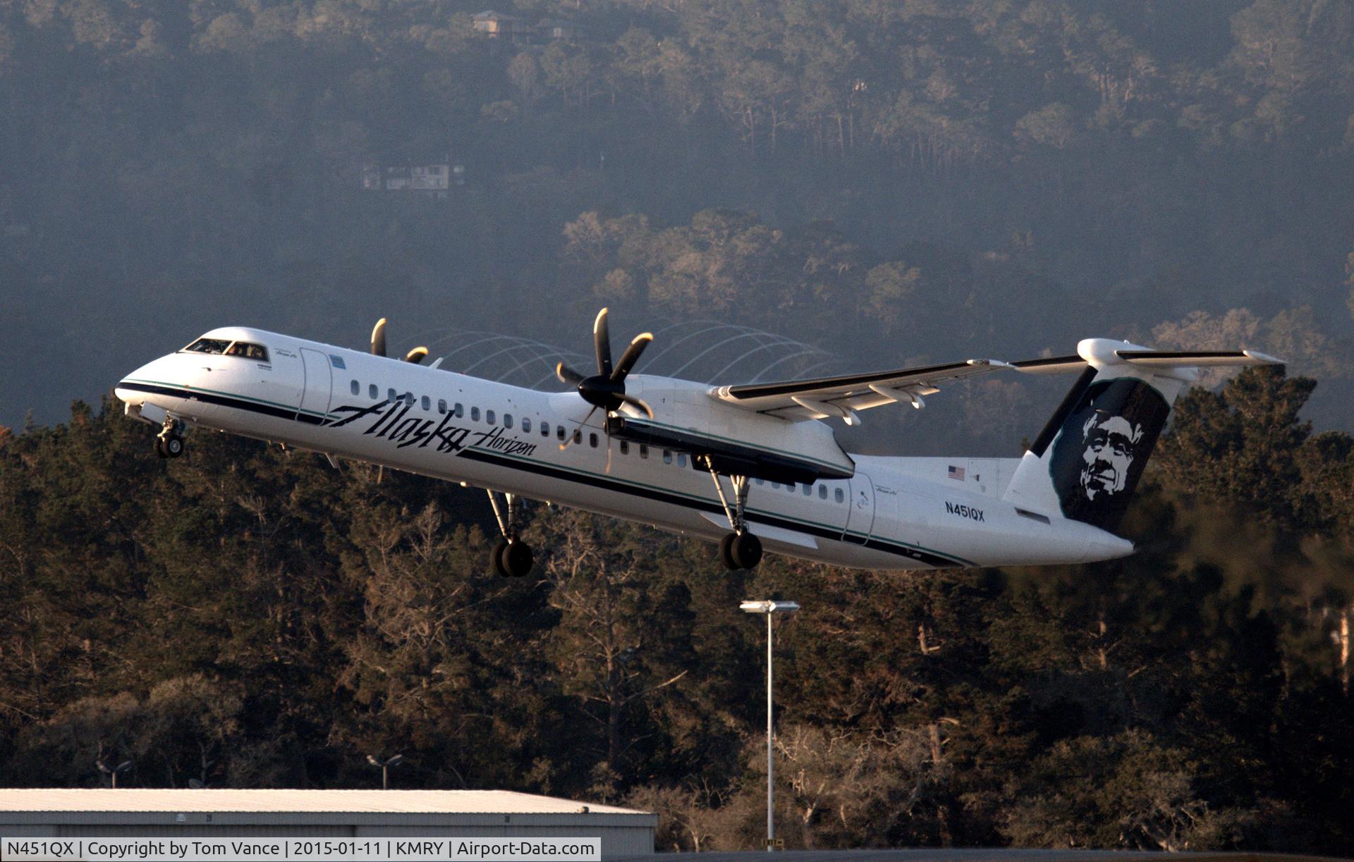 N451QX, 2013 Bombardier DHC-8-402 Dash 8 C/N 4457, departing KMRY for LAX