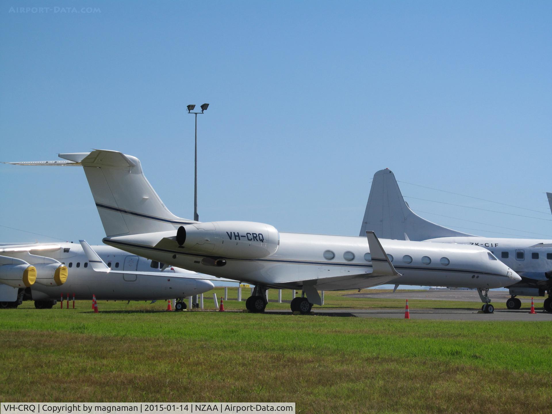 VH-CRQ, 2000 Gulfstream Aerospace G-V C/N 603, on convair apron waiting for sunset