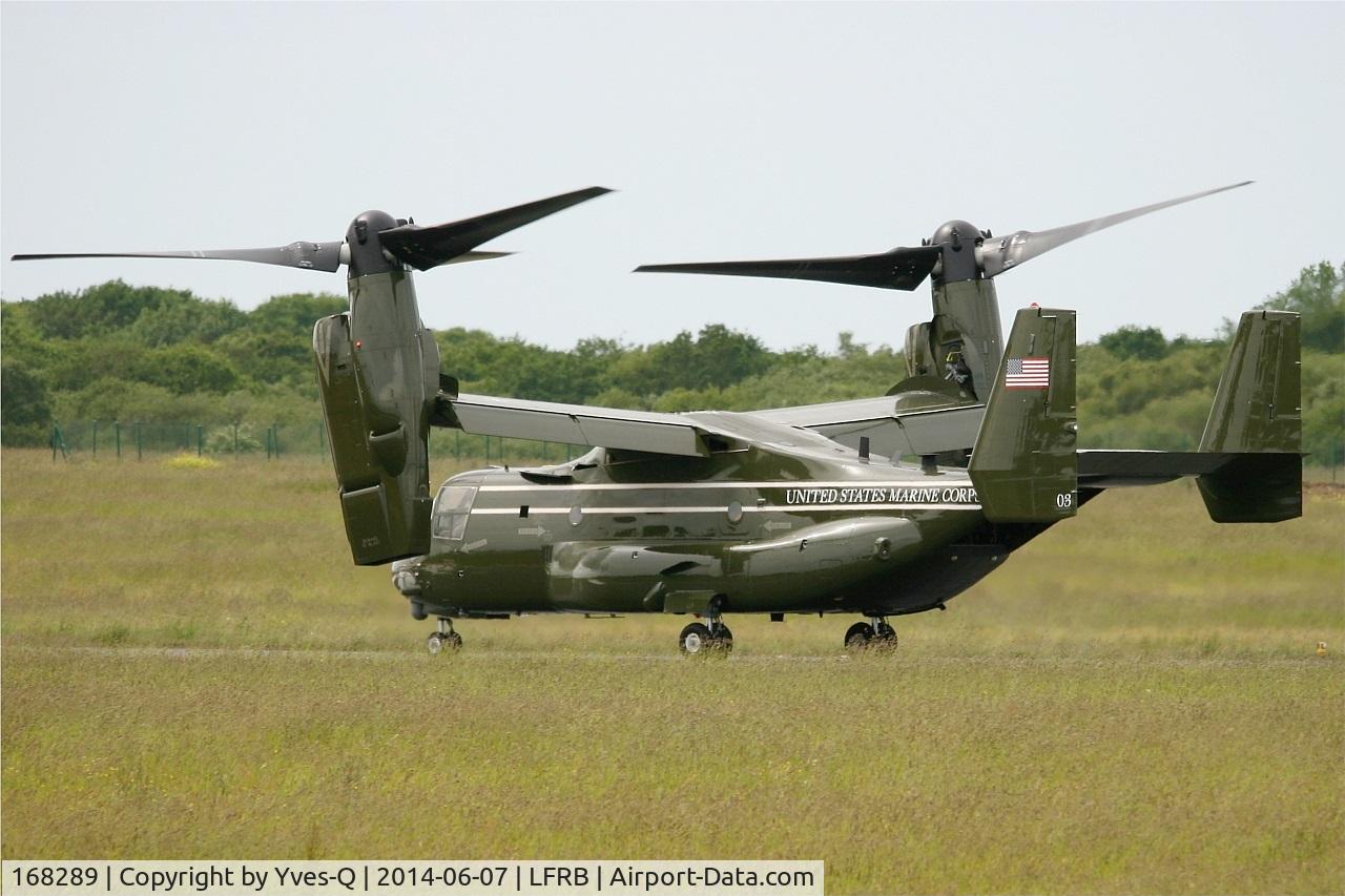 168289, Bell-Boeing MV-22B Osprey C/N D0206, Presidential USMC Bell-Boing MV-22B Osprey (Code 03-cn D0206) on final to Rwy 25L Brest-Bretagne airport (LFRB-BES)