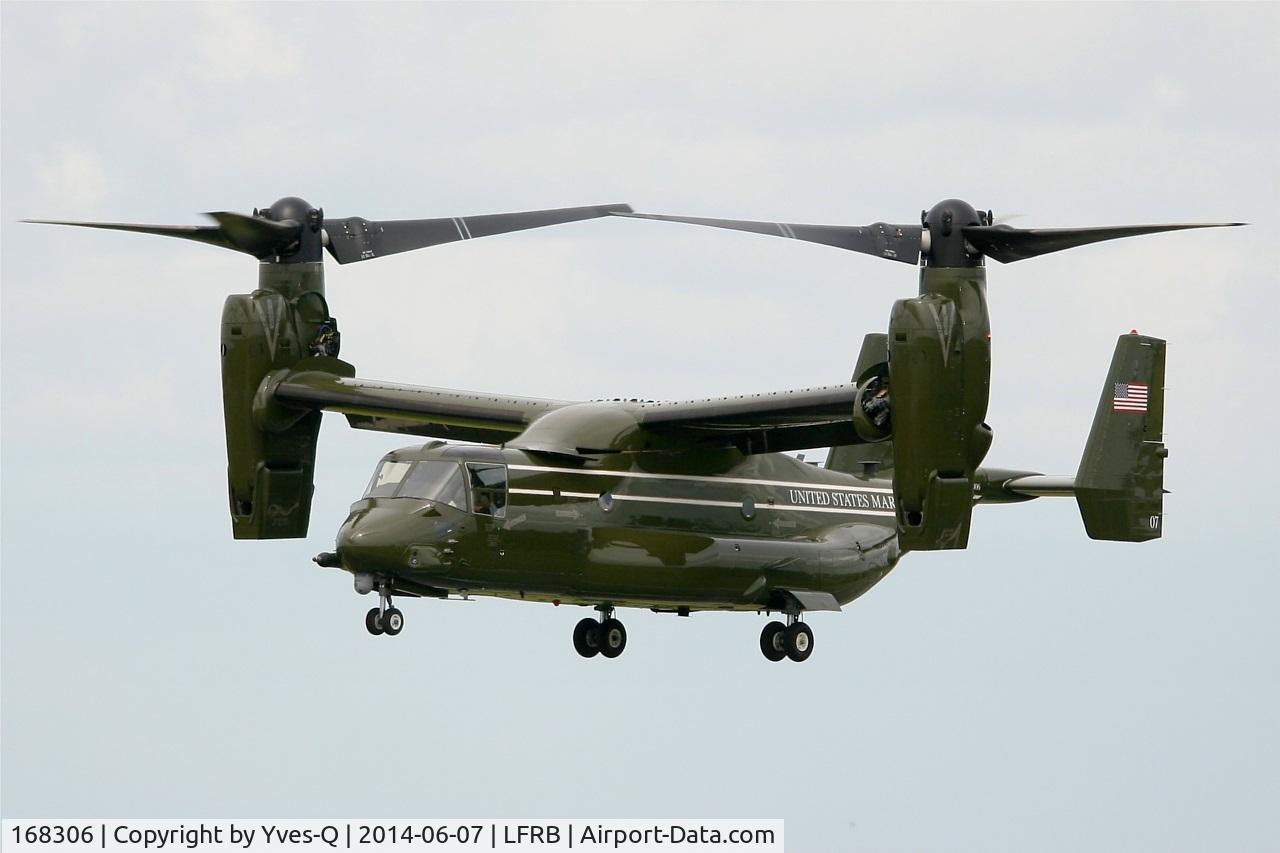 168306, Bell-Boeing MV-22B Osprey C/N D0223, Presidential USMC Bell-Boing MV-22B Osprey (Code 07-cn D0223) on final to Rwy 25L Brest-Bretagne airport (LFRB-BES)