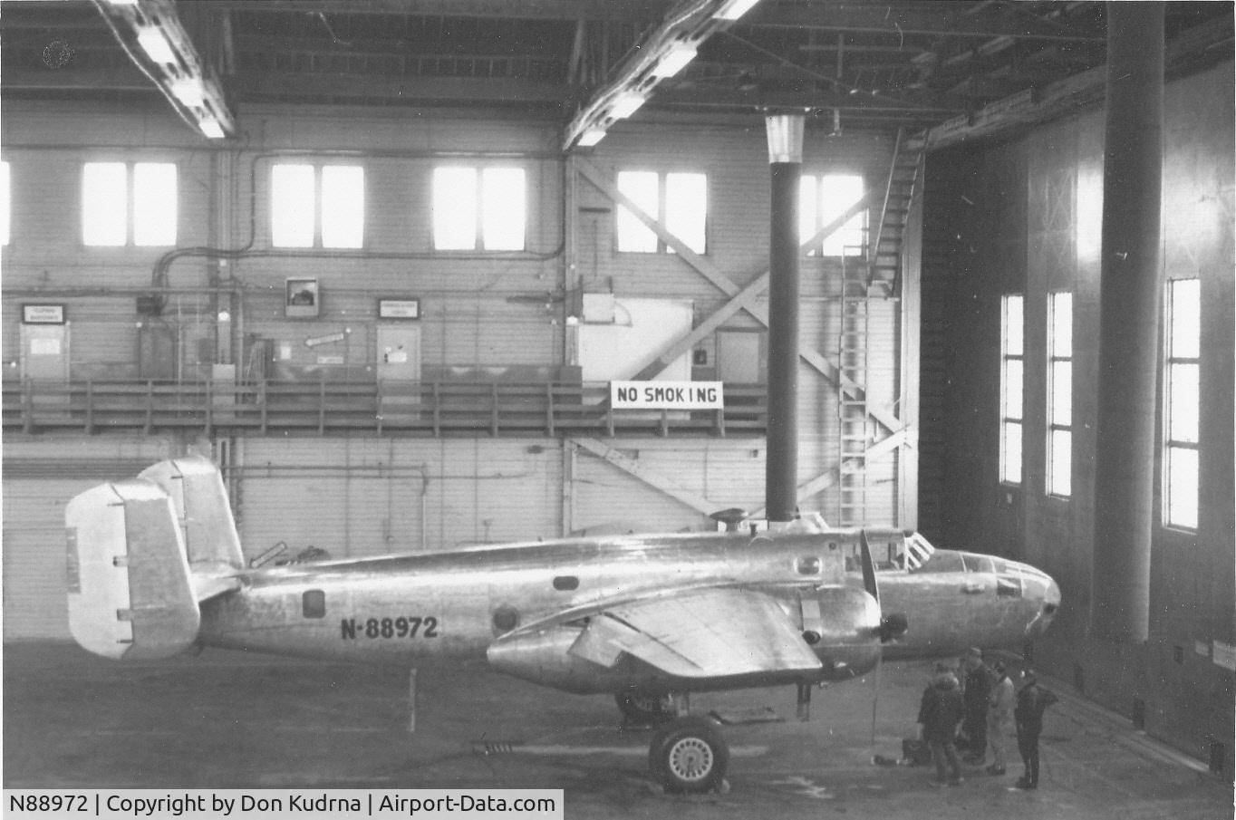 N88972, 1943 North American B-25D Mitchell C/N 100-23644, Photo taken around 1969-70 in the Air Force hangar at Galena Airport, Alaska.