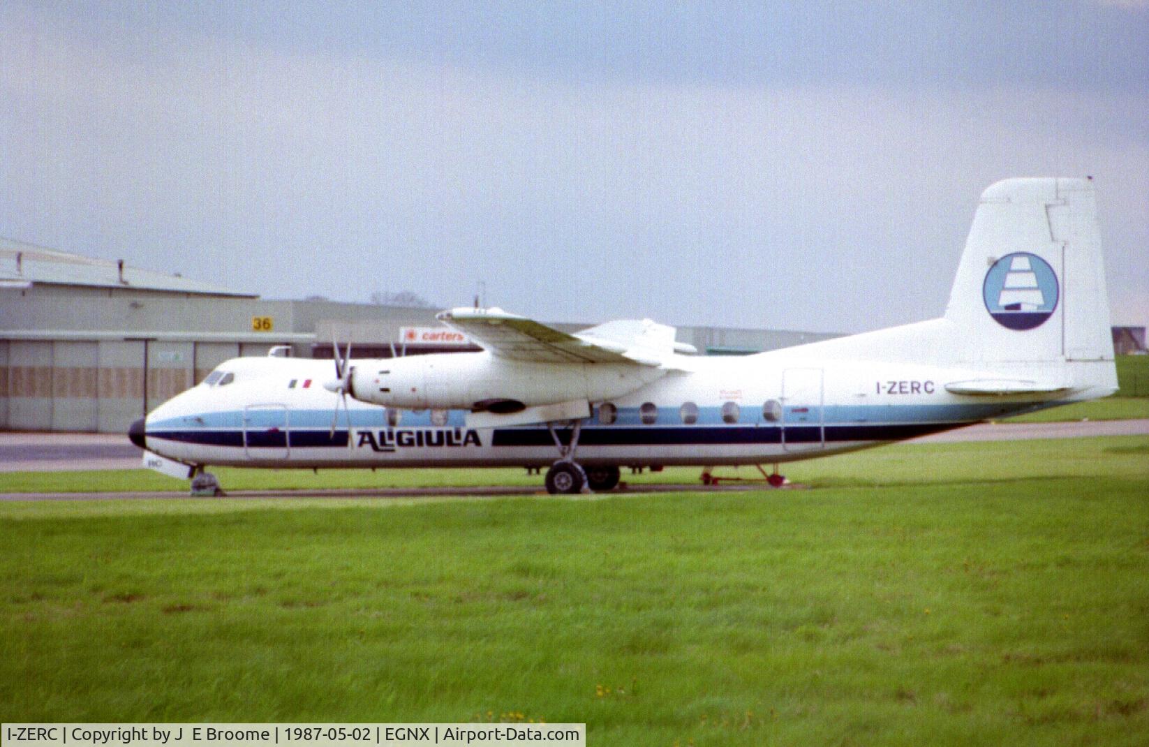 I-ZERC, 1968 Handley Page HPR-7 Herald 209 C/N 195, In the livery of Aligiula at East Midlands Airport UK