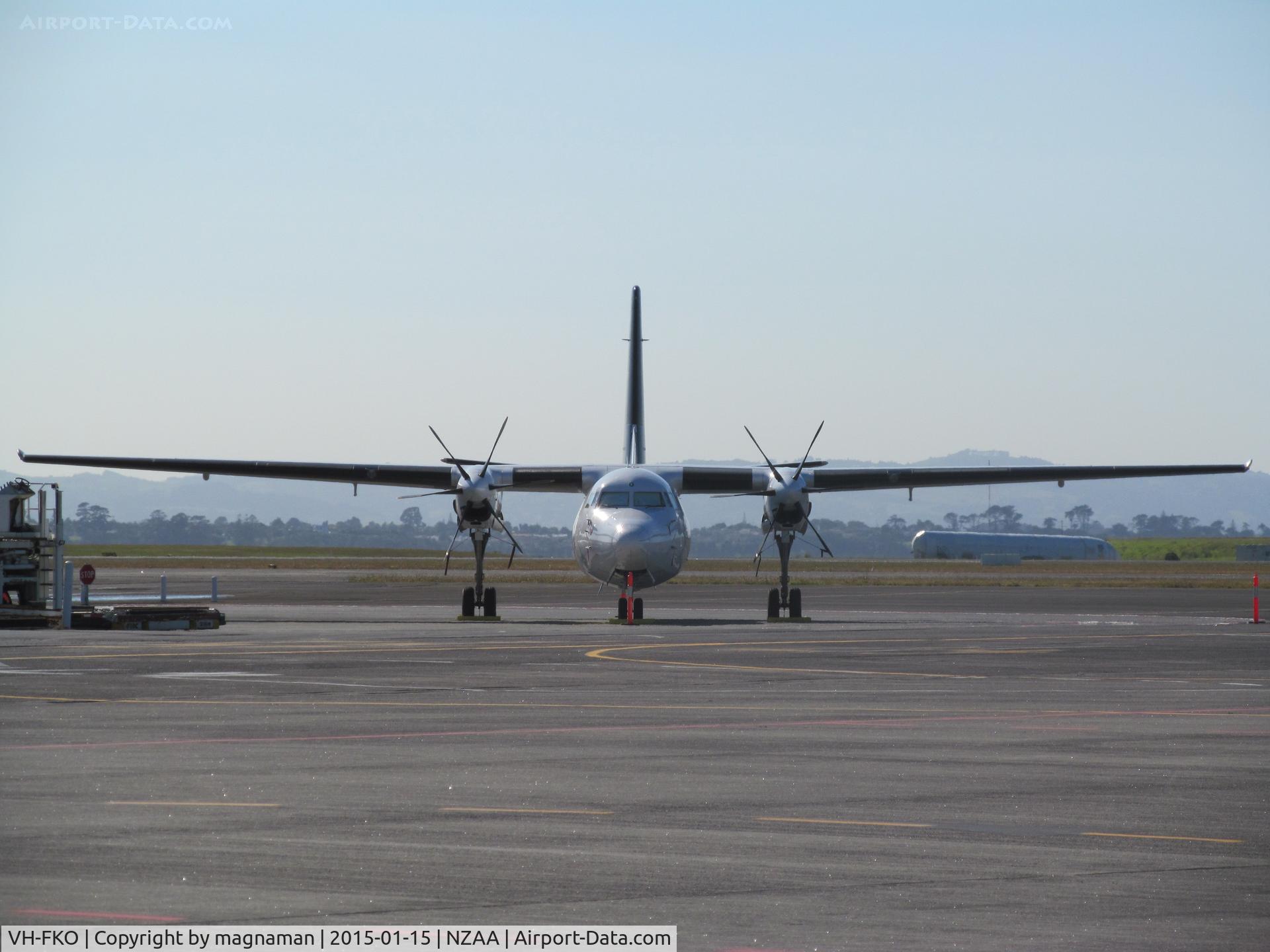 VH-FKO, 1989 Fokker 50 C/N 20160, full frontal from short term car park