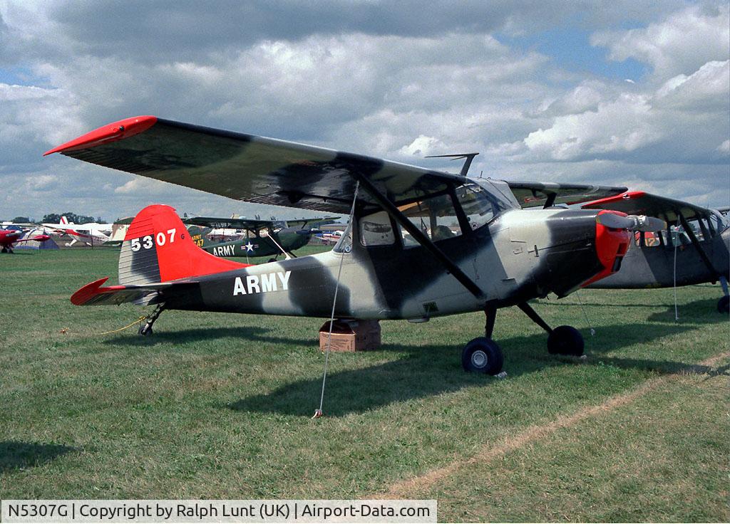 N5307G, 1951 Cessna 305A C/N 22372, Oshkosh 1986 in a rather strange pseudo-military scheme