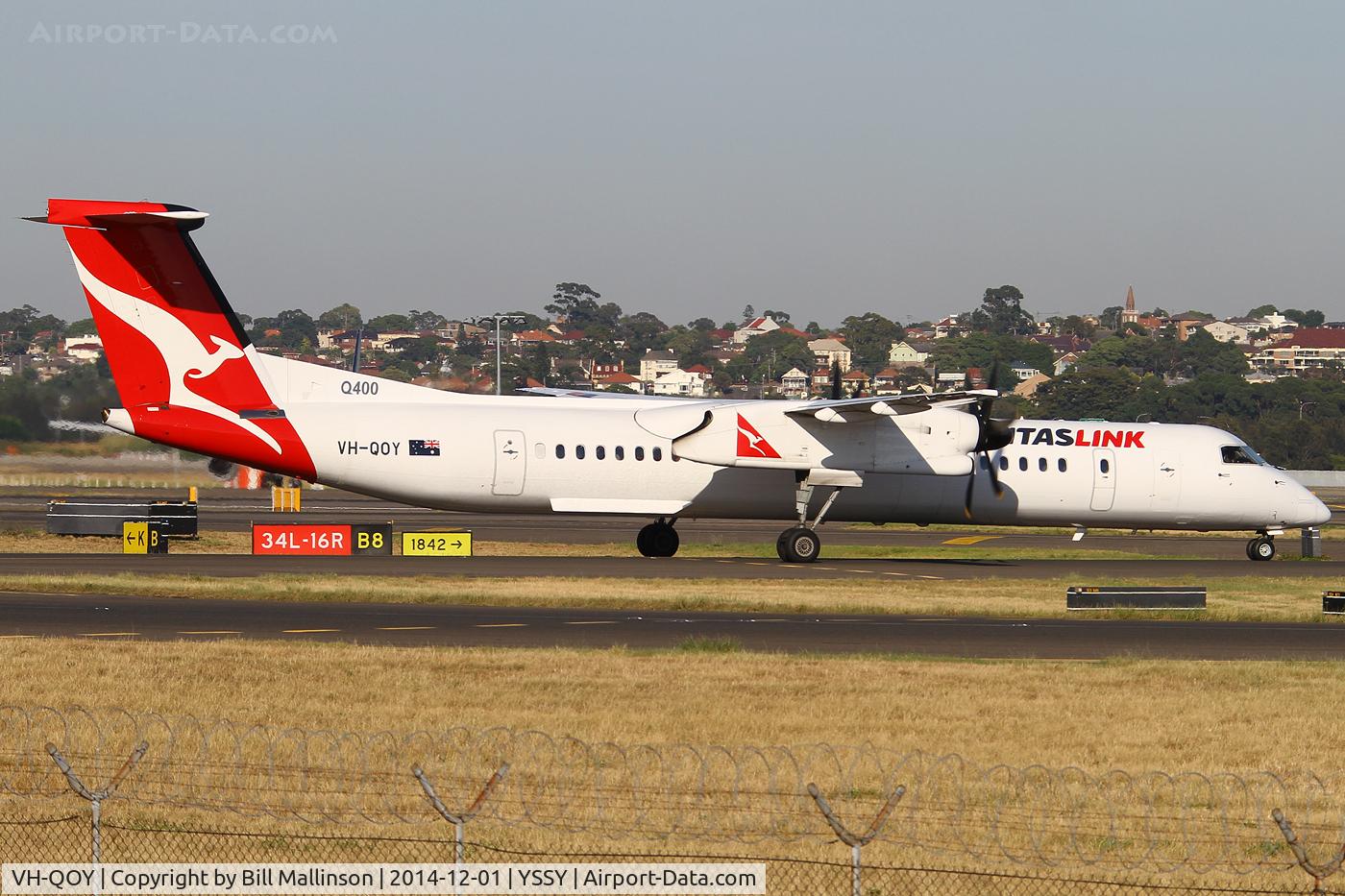 VH-QOY, 2010 De Havilland Canada DHC-8-402Q Dash 8 Dash 8 C/N 4288, TAXIING FROM 34R
