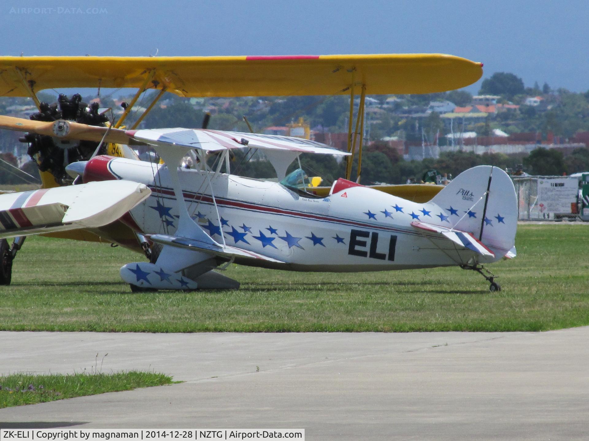 ZK-ELI, Pitts S-2E Special C/N NZ201, my son' plane (only kidding - his name is Eli.)
On crowded summer apron
