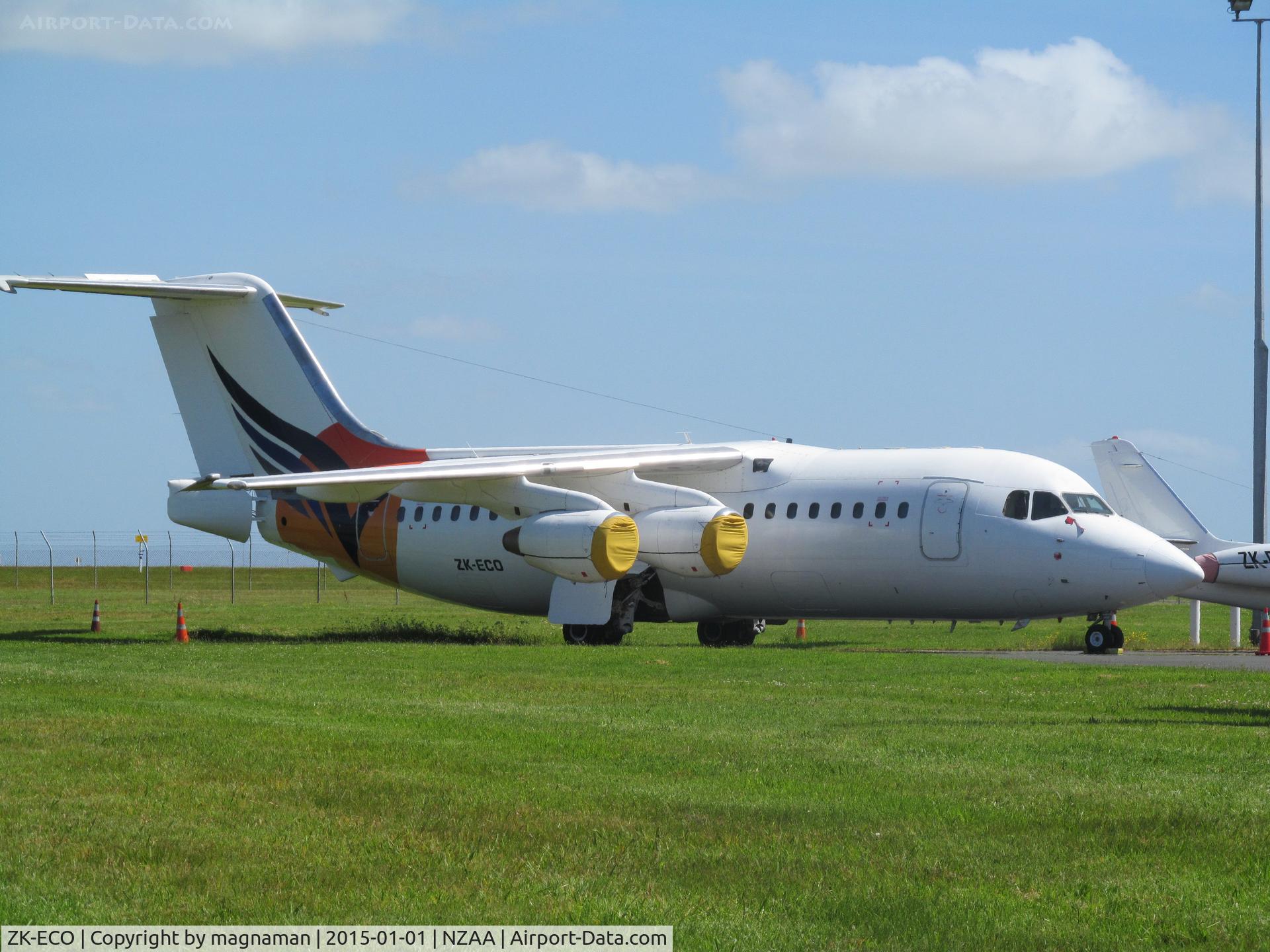 ZK-ECO, 1989 British Aerospace BAe.146-200 C/N E2130, now stored on convair apron awaiting fate