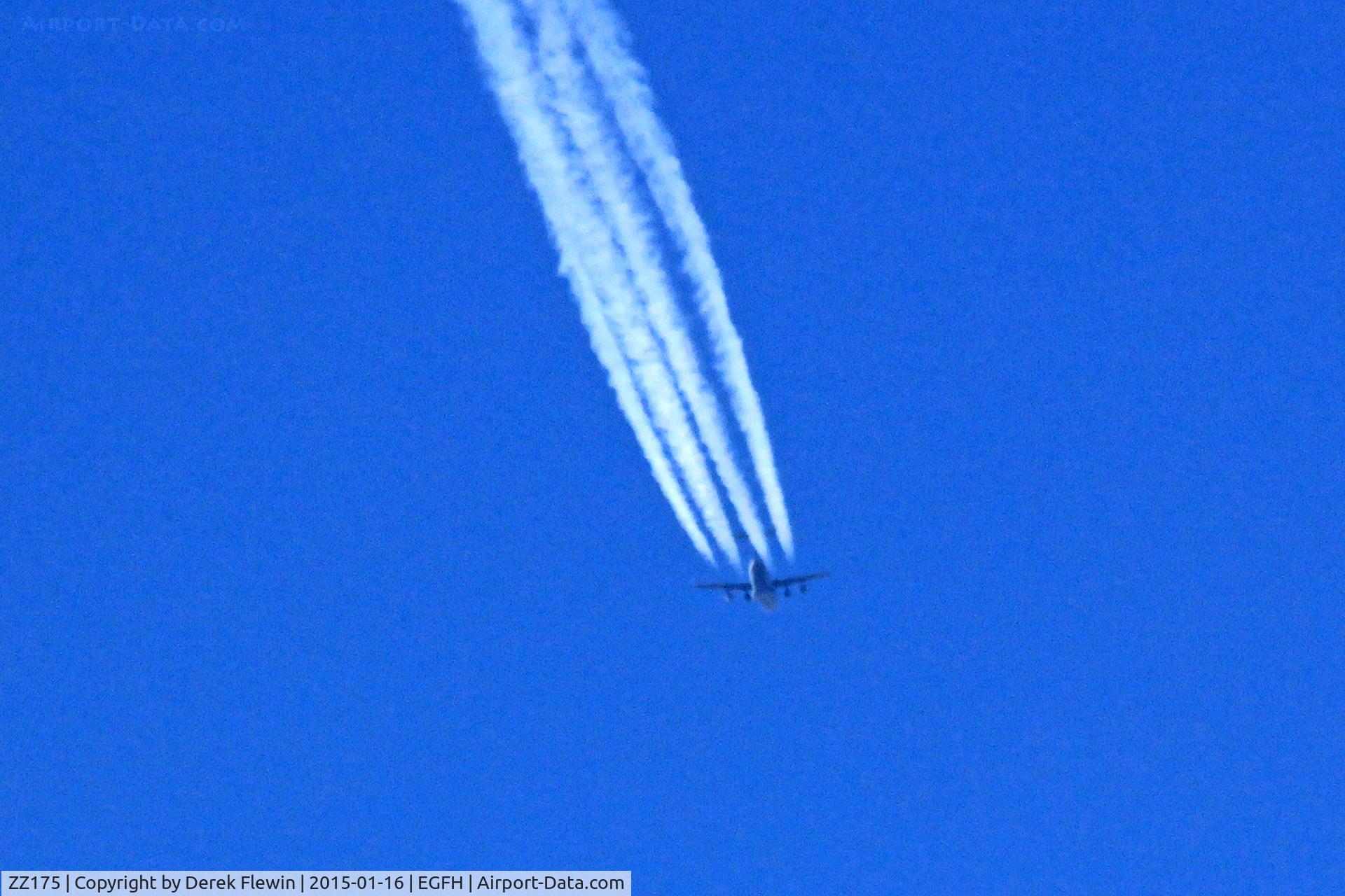 ZZ175, 2008 Boeing C-17A Globemaster III C/N F-185, C-17A Globemaster III, Royal Air Force, 99 Squadron, RAF Brize Norton Based, callsign F250, previously 06-0205, N9500Z, 25000' 444knots, overflying EGFH.