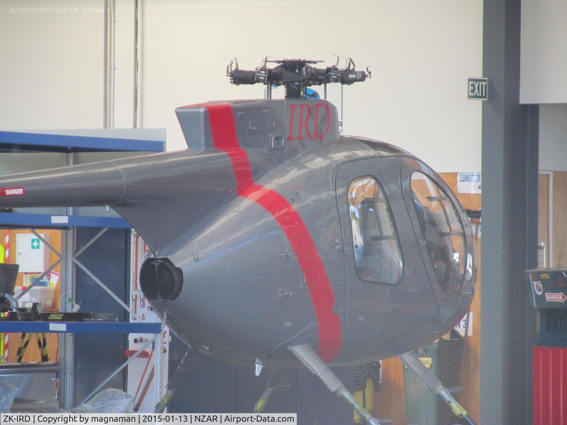 ZK-IRD, 2000 Hughes 369E C/N 0328E, in oceania hangar