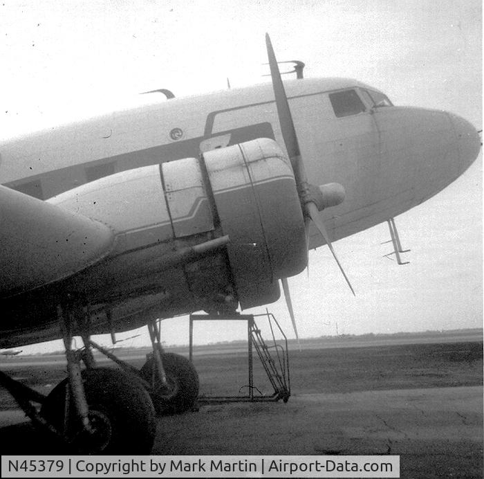 N45379, 1943 Douglas DC-3A C/N 11776, Des Moines airport, mid 1960's