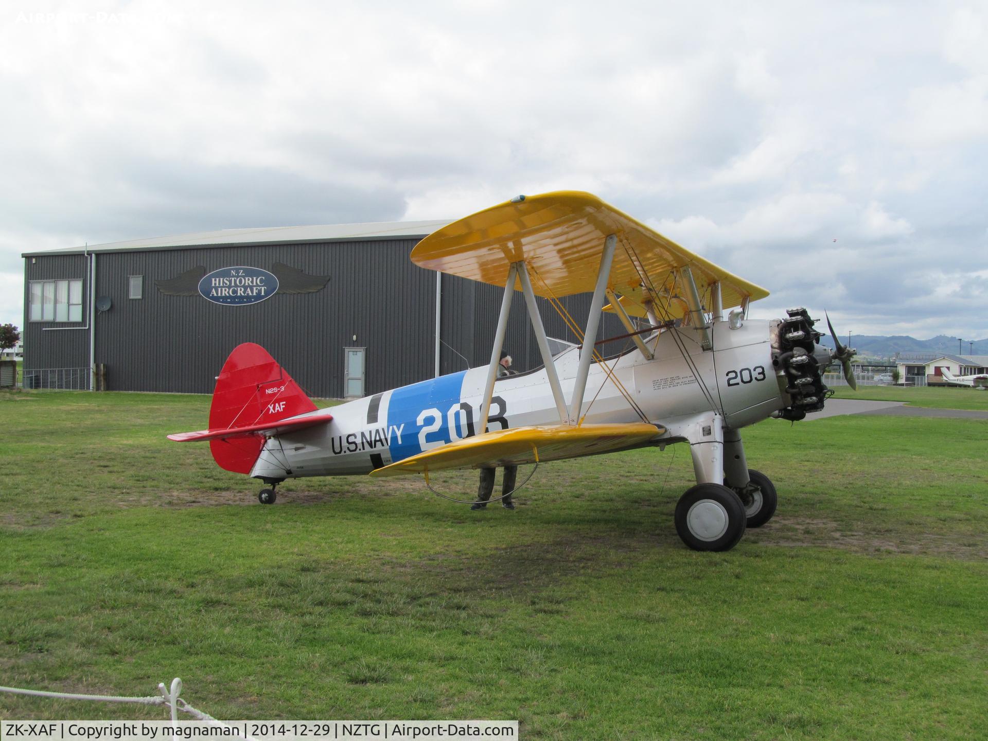 ZK-XAF, Boeing PT-13D Kaydet (E75) C/N 75-5907, museum based pleasure flights