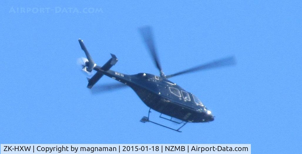 ZK-HXW, 2013 Bell 429 GlobalRanger C/N 57175, over home on routine flight from waiheke