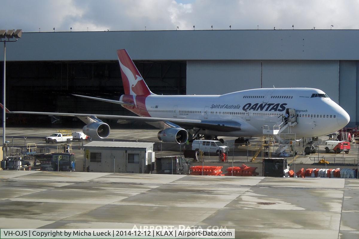 VH-OJS, 1999 Boeing 747-438 C/N 25564, At LAX